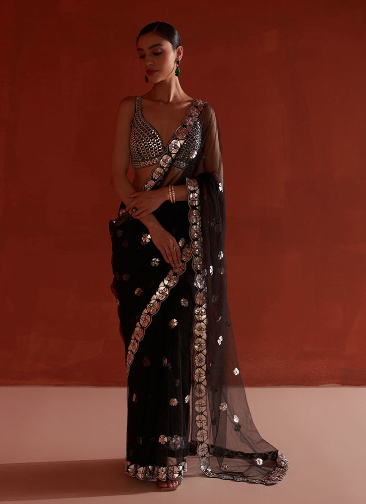 Picture of Black Net Saree
