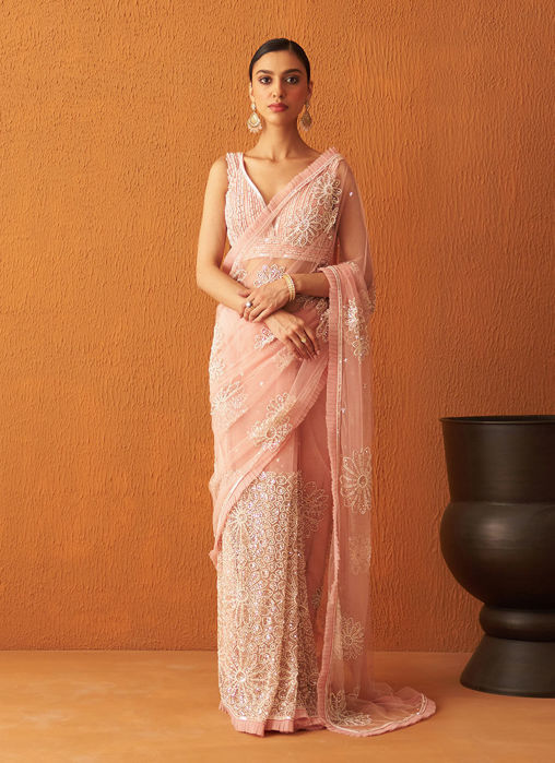 Picture of Blush Pink Net Saree