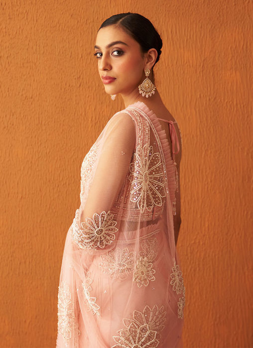 Blush Pink Net Saree