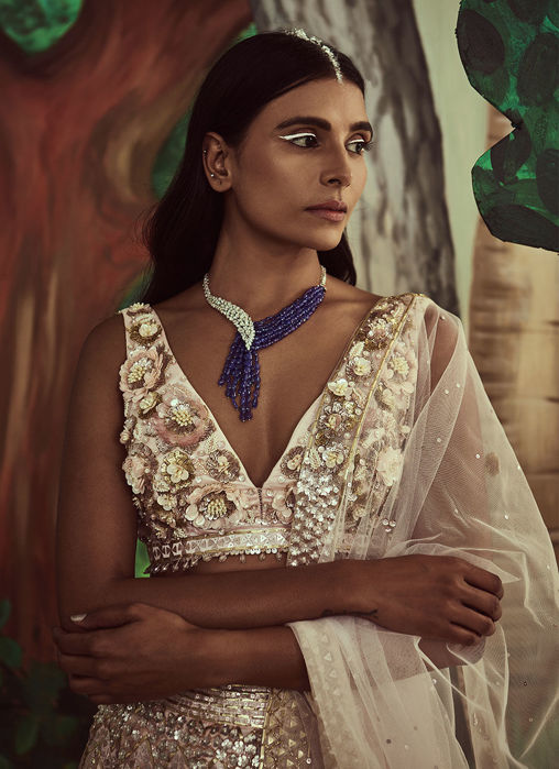 Blush Pink Sequins Lehenga Set