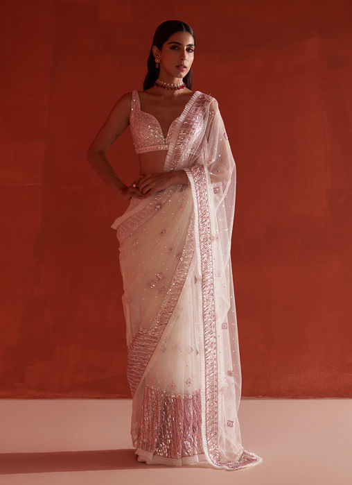 Picture of Ivory Net Saree