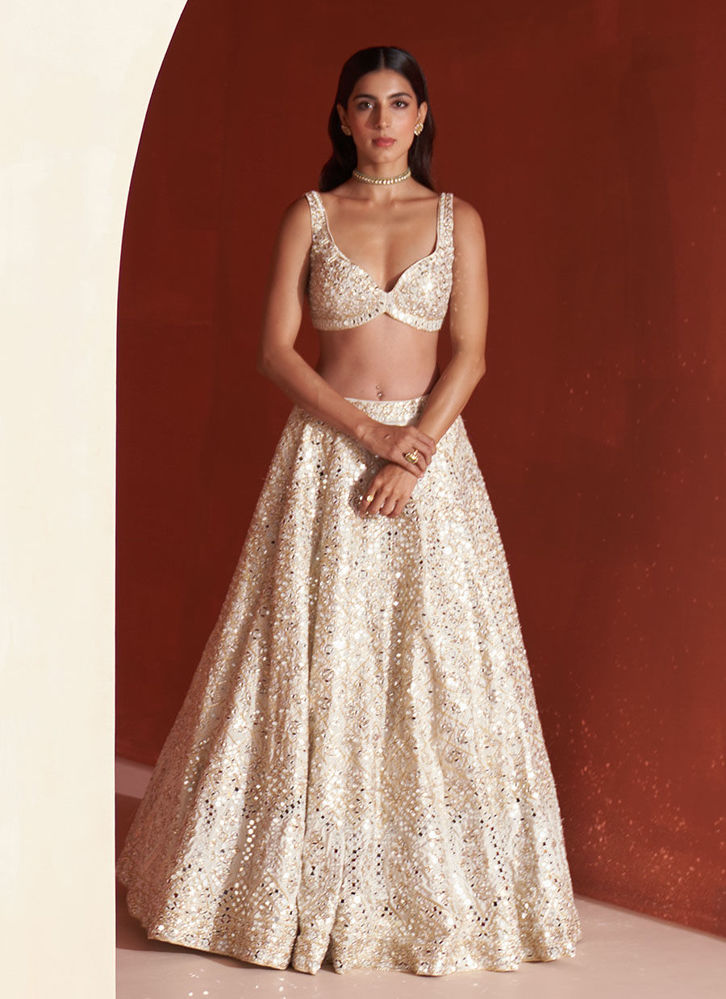 Picture of Ivory Raw Silk Lehnga Set