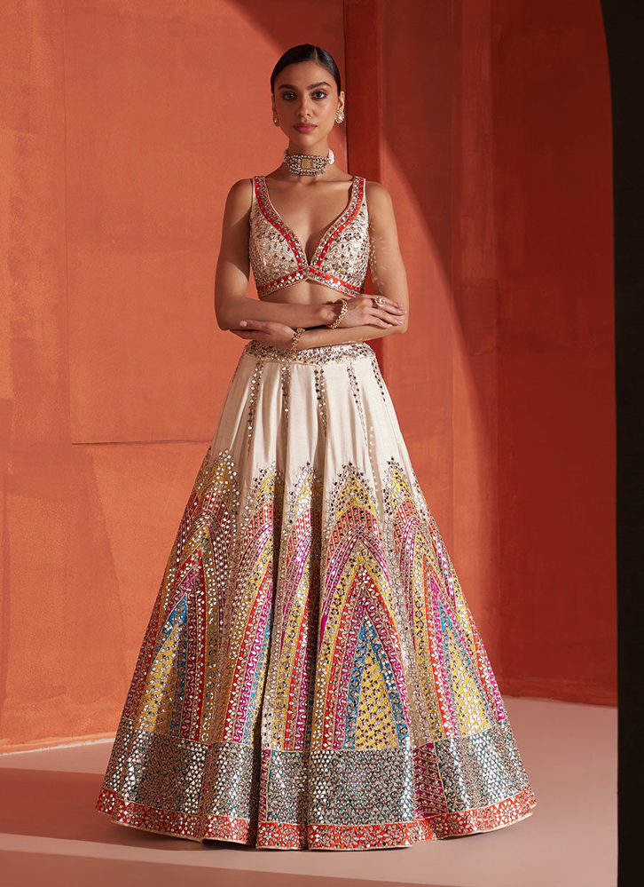 Picture of Ivory Raw Silk Lehnga Set