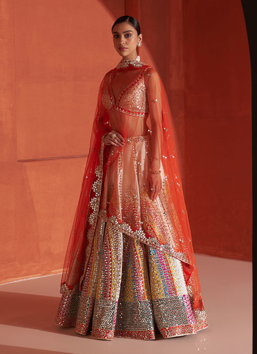 Ivory Raw Silk Lehnga Set