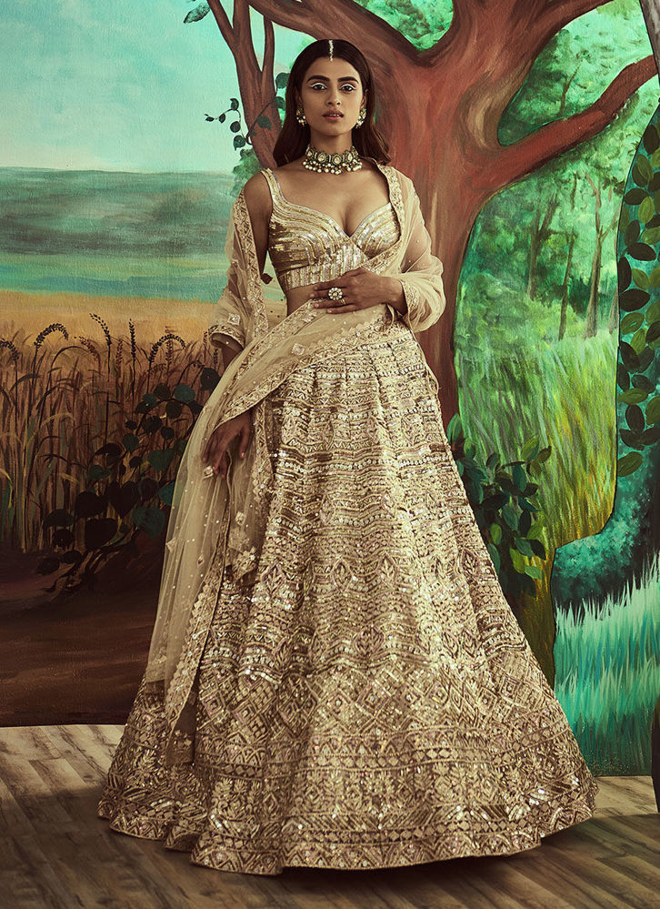 Picture of Metallic Gold Sequins Lehenga Set