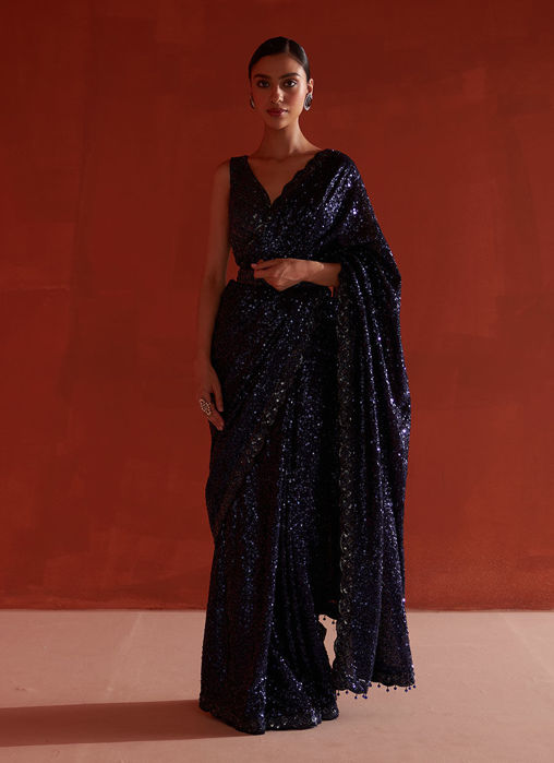 Midnight Blue Georgette Saree