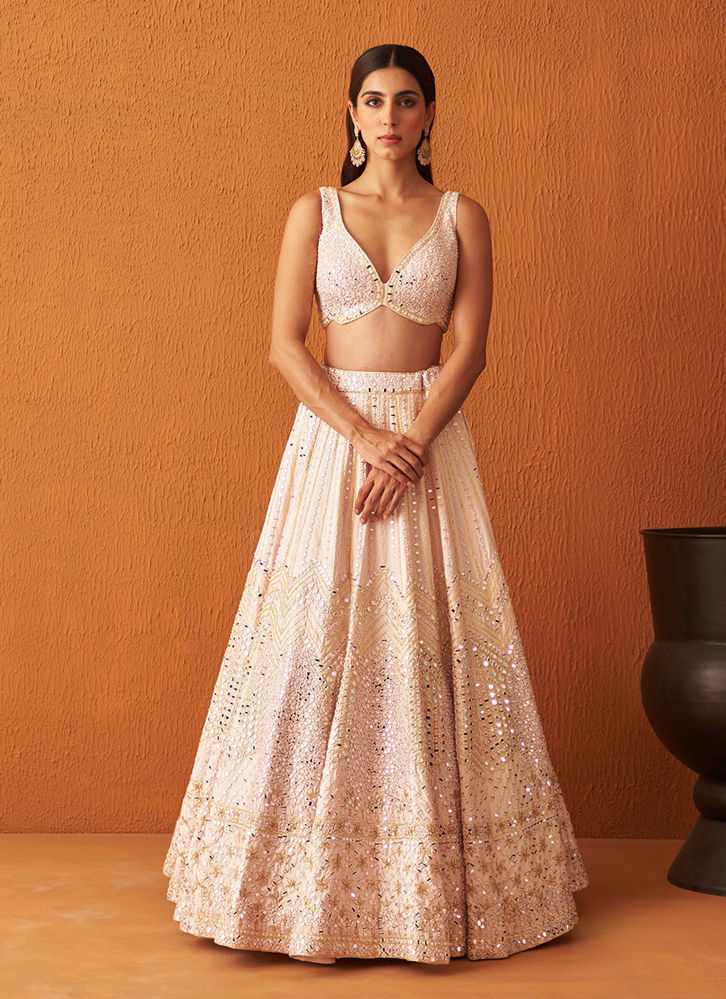 Picture of Pink Raw Silk Lehnga Set