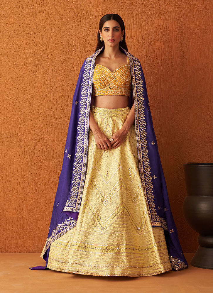 Picture of Yellow Raw Silk Lehnga Set