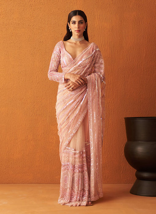 Picture of Rose Pink Net Saree