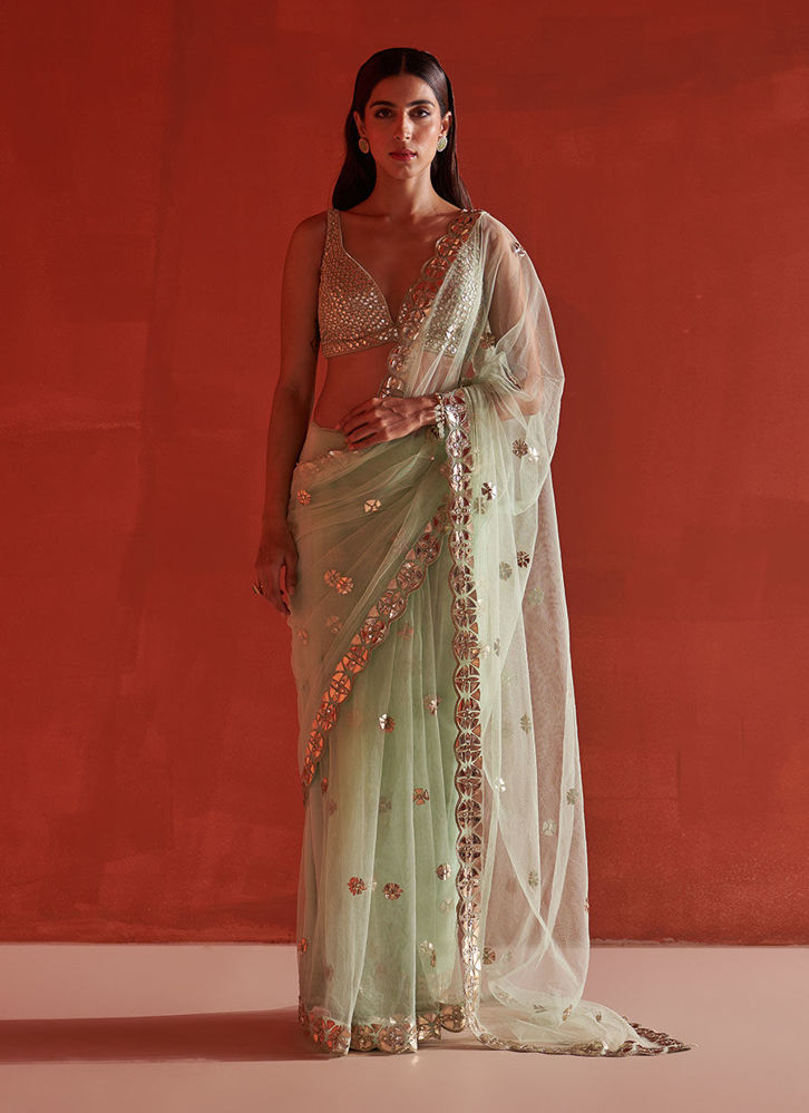 Picture of Sea Green Net Saree