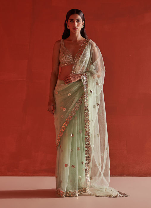 Picture of Sea Green Net Saree