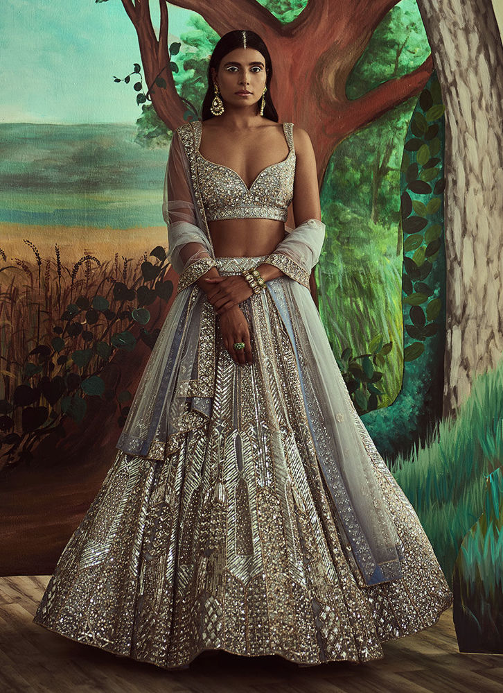 Picture of Steel Grey Sequins Lehenga Set