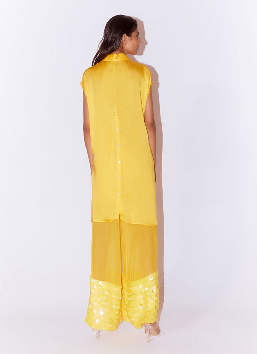 Aspen Organza Embroidered Trousers (Yellow)