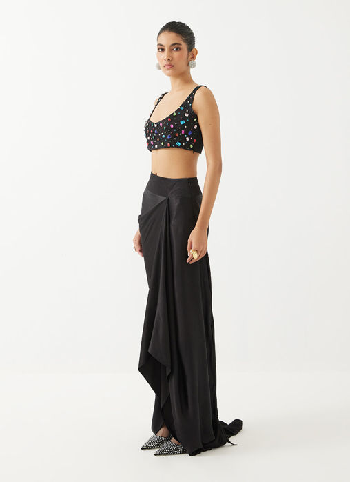 Solar Swarovski Blouse And Draped Skirt Co-Ord