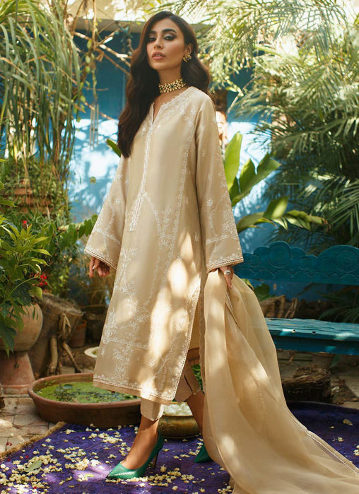 Beige Emma Shirt and Dupatta