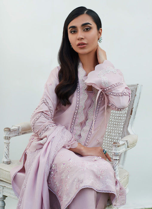 Birdie Mauve Silk Embroidered Shirt and Dupatta