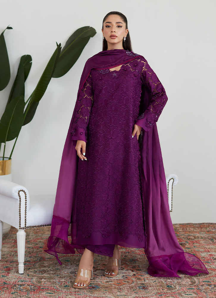 Picture of Sangria Silk Cutwork Shirt with Pre Draped Dupatta