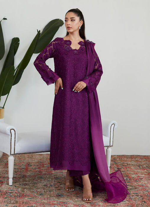 Sangria Silk Cutwork Shirt with Pre Draped Dupatta