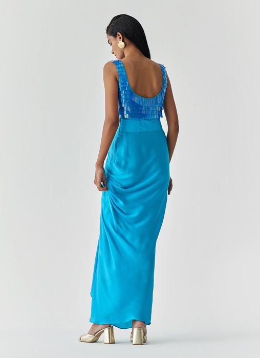 MACAW SEQUIN BLOUSE and DRAPE SKIRT