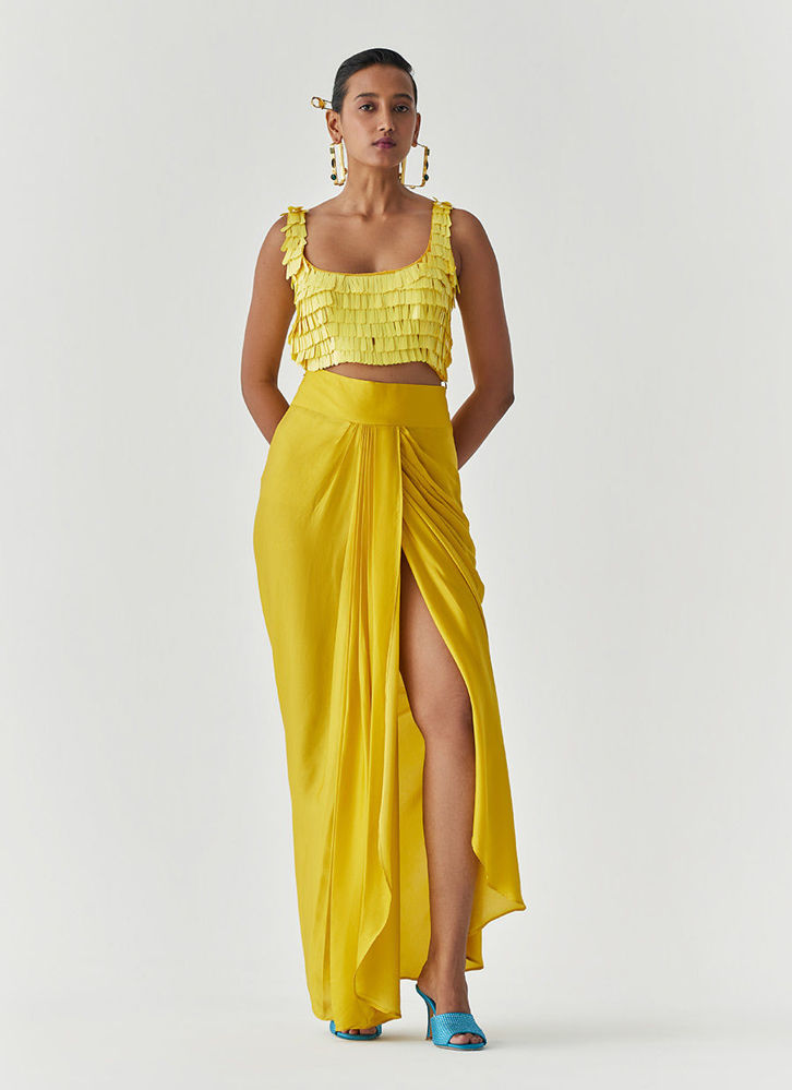 Picture of CANARY SEQUIN BLOUSE and DRAPE SKIRT