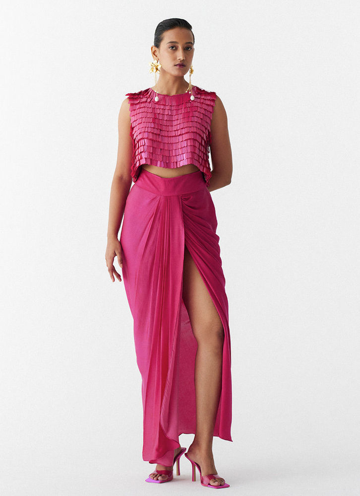 Picture of SCRALET SEQUIN BLOUSE and DRAPE SKIRT