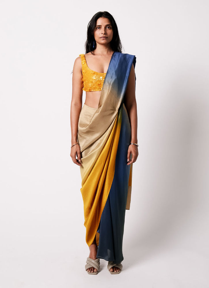 Picture of RiRi  Blouse with Ombre Masai Godet Sari