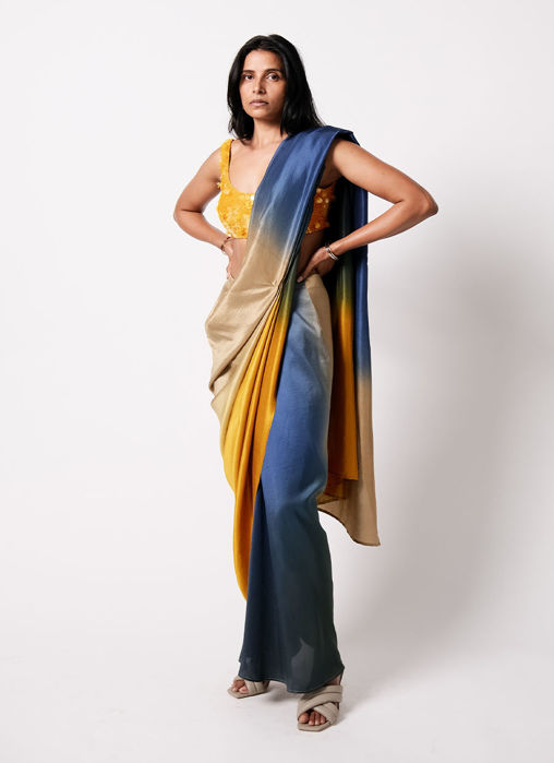 RiRi  Blouse with Ombre Masai Godet Sari