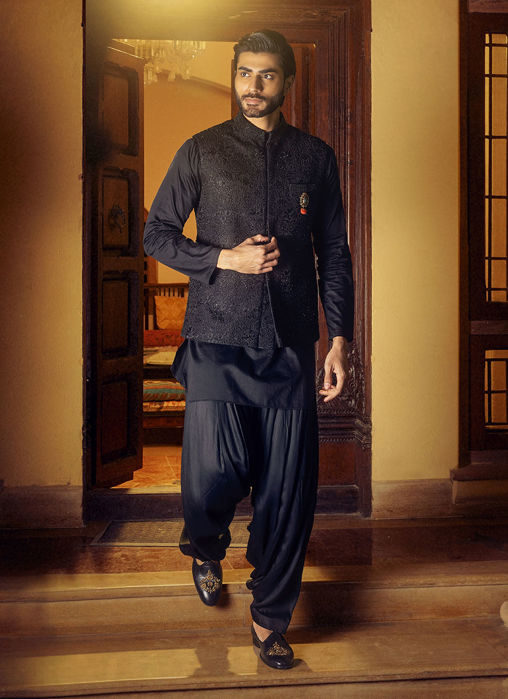 BLACK KURTA SALWAR WITH NEHRU JACKET