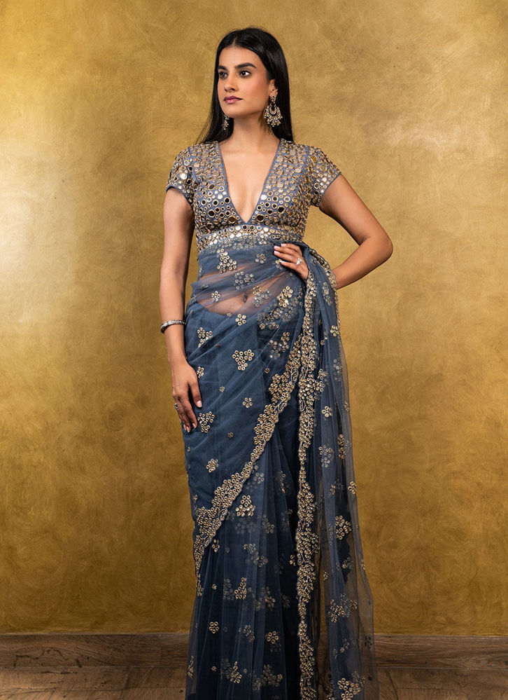 Picture of Stone Blue Saree