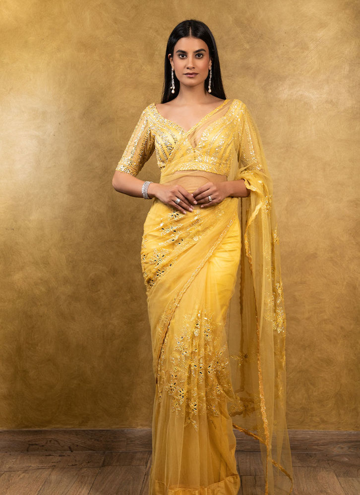 Picture of Sunburst Yellow Tulle Saree