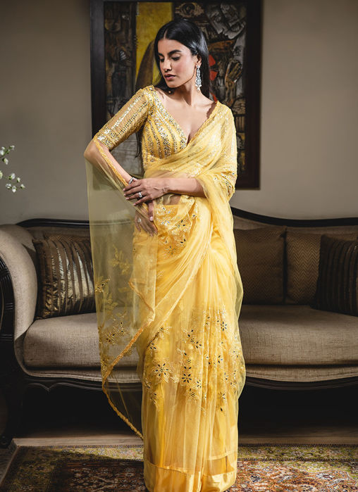 Sunburst Yellow Tulle Saree