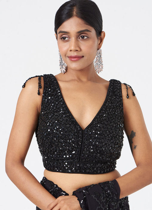 Black Georgette Saree Set