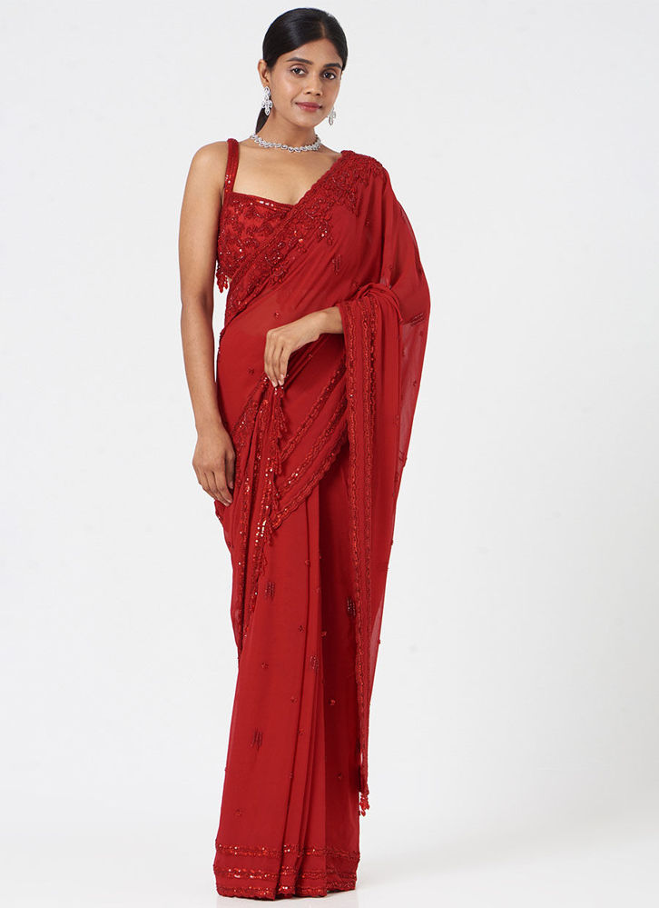 Picture of Red Georgette Saree Blouse