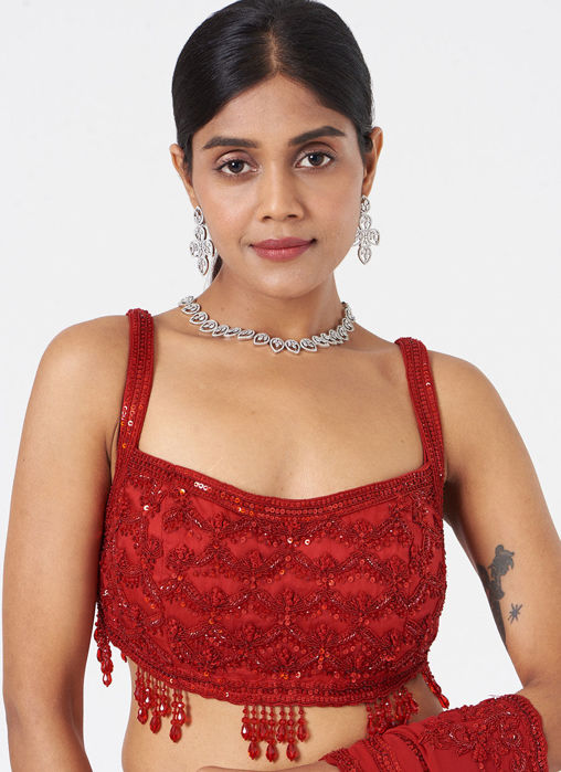 Red Georgette Saree Blouse