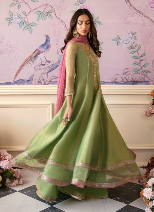 Anisa Apple Green Kalidaar And Dupatta