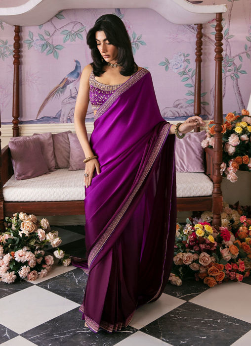 Aigul Aubergine Saree