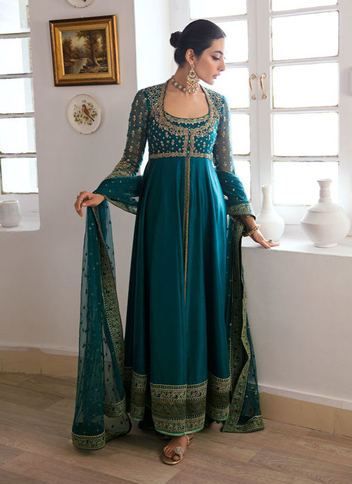 Afra Teal Kalidaar And Dupatta