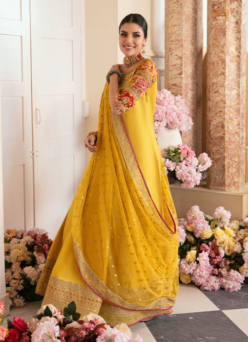 Aqiq Kiwi Kalidaar And Draped Dupatta