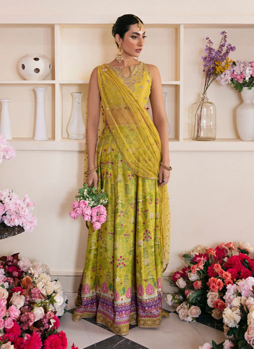 Elika Lime Lehnga Choli And Dupatta