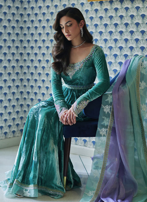 Naja Aqua Kalidaar And Dupatta