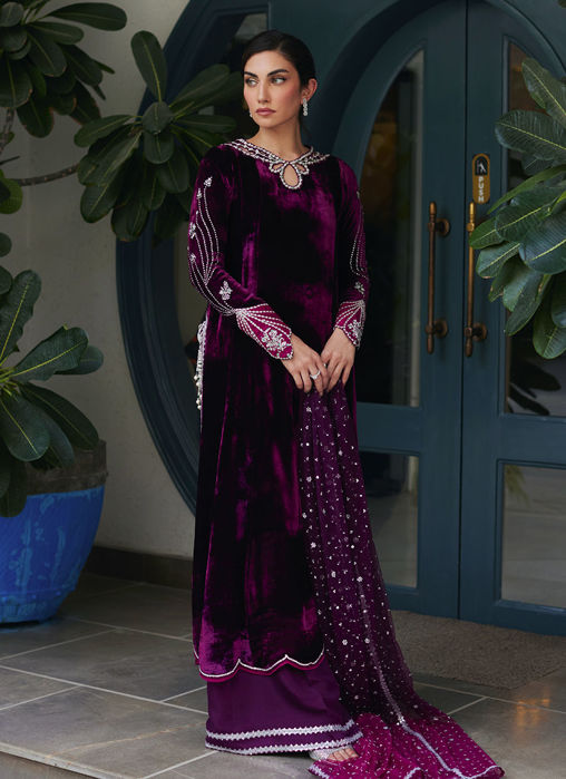 NUHA PLUM SHIRT AND SILK DUPATTA