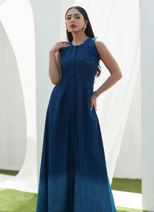 Tillie Teal Ombre Cutwork Shirt