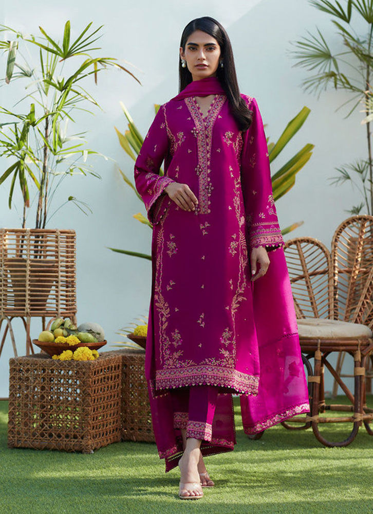 Picture of Prim Magenta Silk Embroidered Shirt and Dupatta