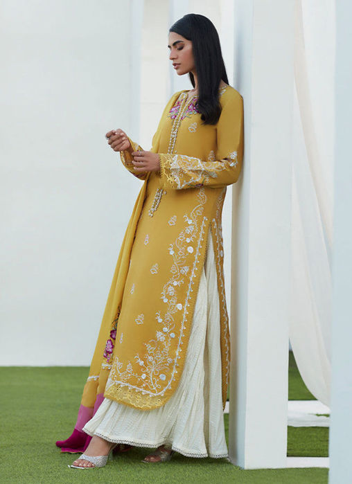 Tinsley Kiwi Embroidered Silk Shirt and Dupatta