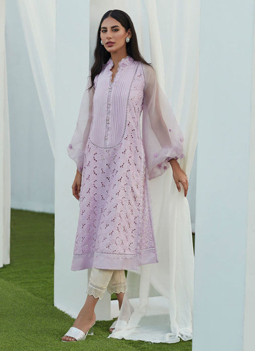 Fay Lavender Silk Cutwork Shirt