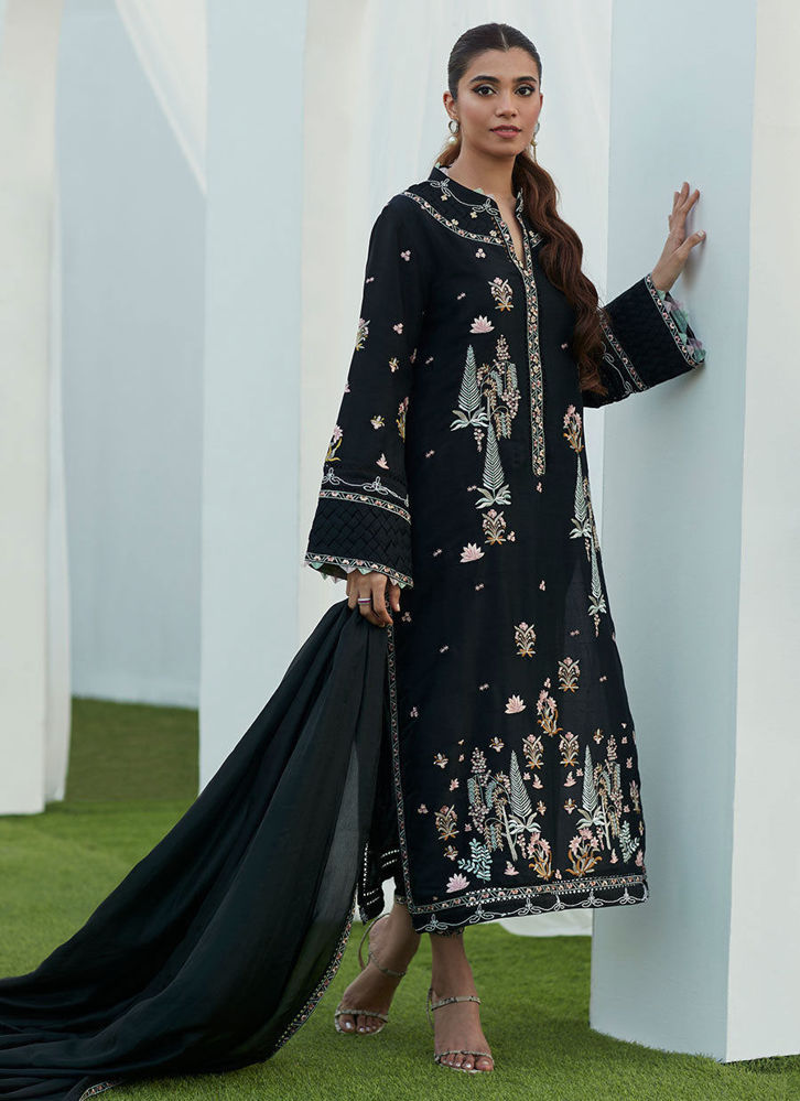 Picture of Petra Black Embroidered Shirt and Dupatta