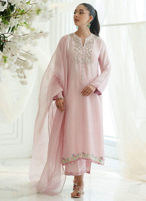 Tea Rose Foil Shirt and Dupatta