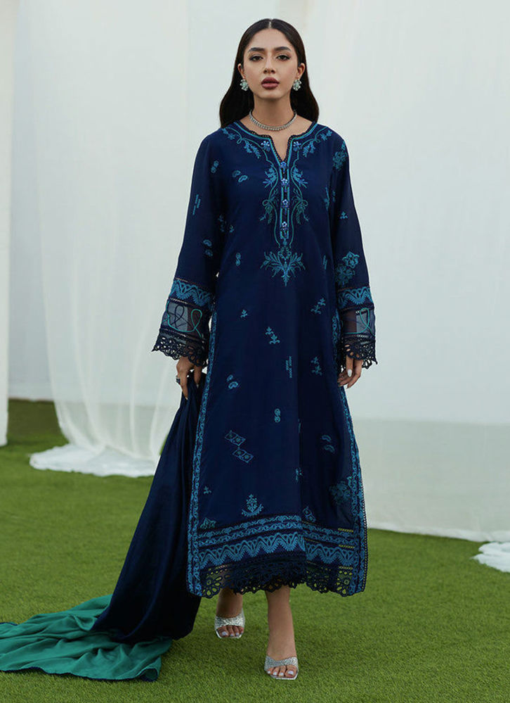 Picture of Ada Navy Silk Embroidered Shirt