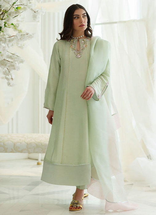 Mint Foil Shirt and Dupatta