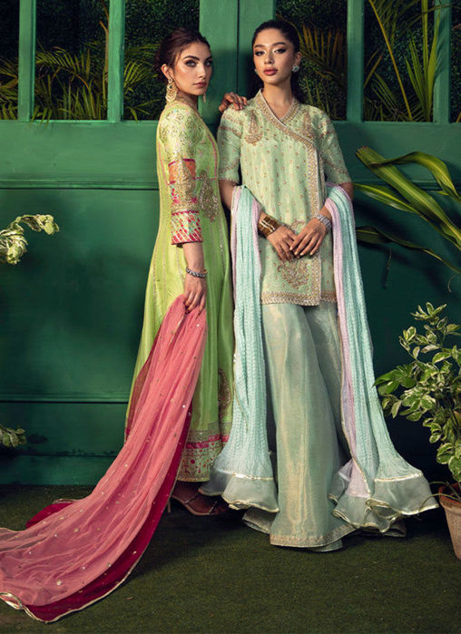 MehrNaz Mint front open kalidaar